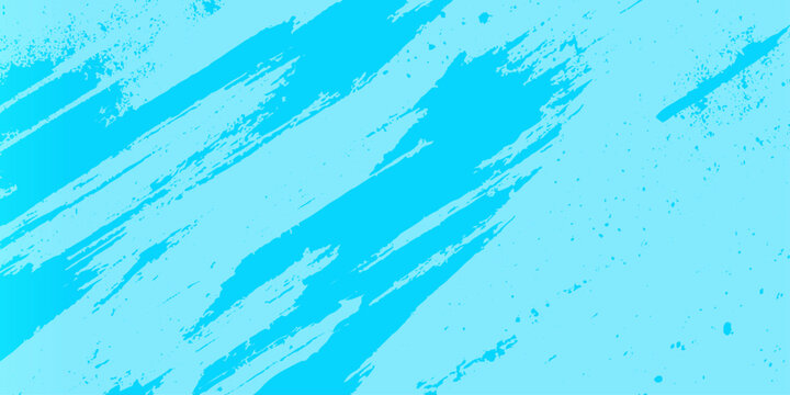 Vibrant cyan background with dynamic diagonal brush strokes and splatters for creative design projects and artistic expressions