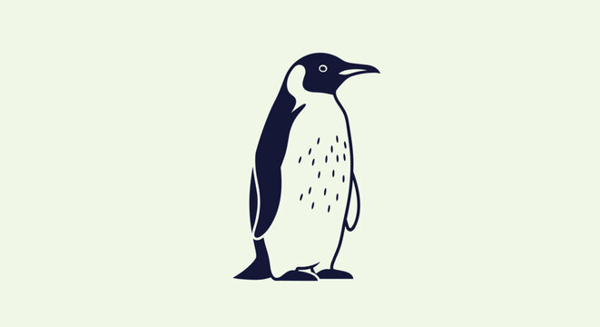 Simple hand drawn style illustration of a penguin standing against a pale green background in a minimalist artistic manner.