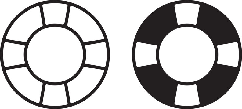 Black and white life preserver icons