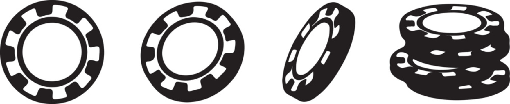 Casino chips stack icon set black silhouette vector illustration