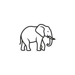 Fototapeta premium Minimalist black outline of a walking elephant with tusks