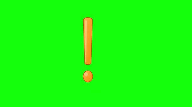 Bouncing exclamation point alert green screen motion video