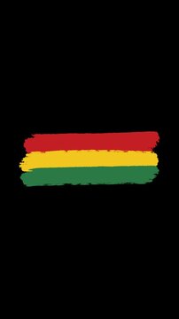 Hand drawn Pan-African colors brush stroke animation on transparent background. Alpha channel included.