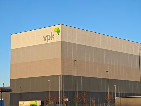 &Oslash;stfold, Norway-Nov.25th 2025: modern industrial factory building of VPK Packaging Group in Halden, Norway