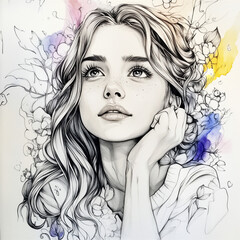 Fototapeta premium girl with flowers