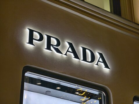 Oslo, Norway-Nov.25th 2025: PRADA brand logo store sign 