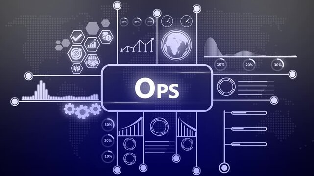 Business operations dashboard with animated data analytics and infographics