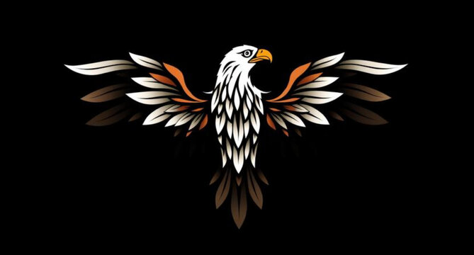 Black and white butterfly tattoo design vector illustration with wildlife bird eagle wing feather freedom symbol mascot style artwork