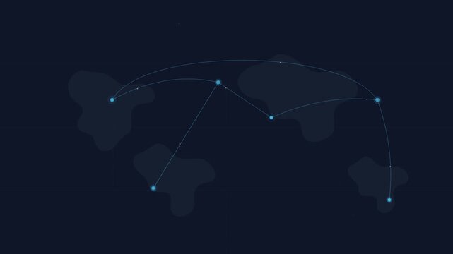 business global communication world map network nodes