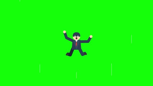 businessman falling green screen chroma key minimalist background
