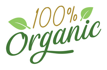 Fototapeta premium one hundred percent organic text with leaves