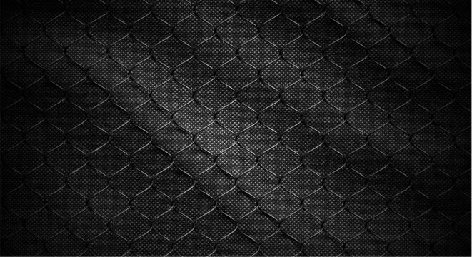Black chain link fence texture background with diamond pattern mesh