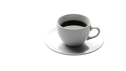 Fototapeta premium White cup of hot black coffee on a saucer isolated on black background
