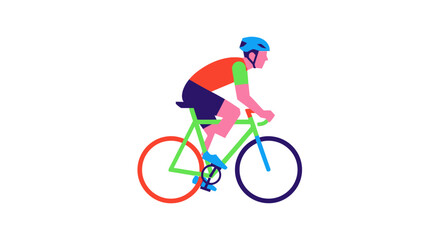 Fototapeta premium Cyclist Riding Bicycle Flat Illustration