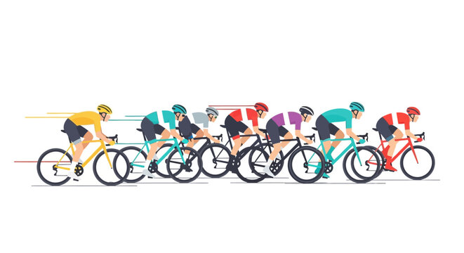 Cycling Race: Group of Cyclists Competing on Bikes, Dynamic Action