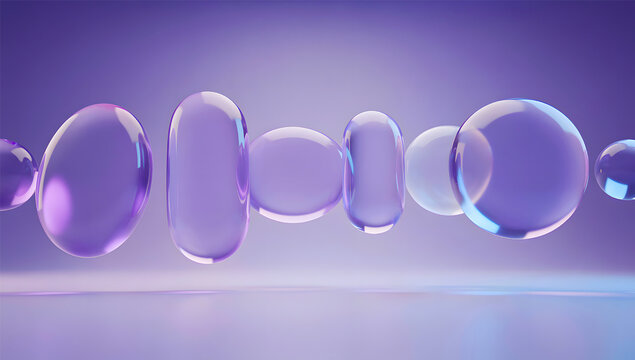 Floating translucent bubbles with dreamy pastel purple lighting