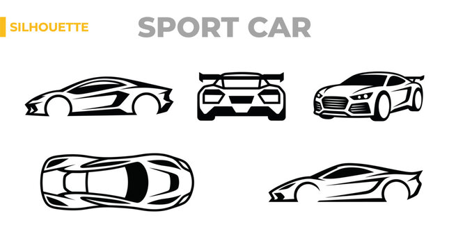 Dynamic Sports Car Silhouette Set for Automotive Design and Marketing