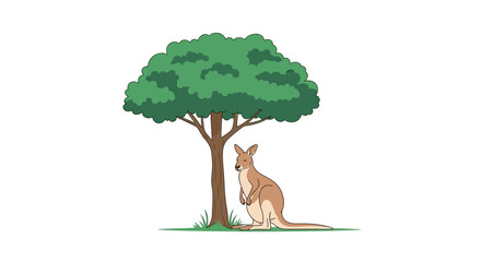 Kangaroo standing under a tree. © Pantun