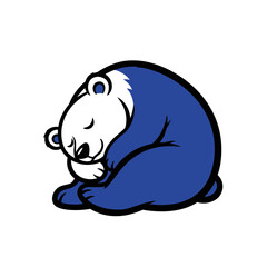 Cute Cartoon Polar Bear Sleeping - Blue and White © Duren