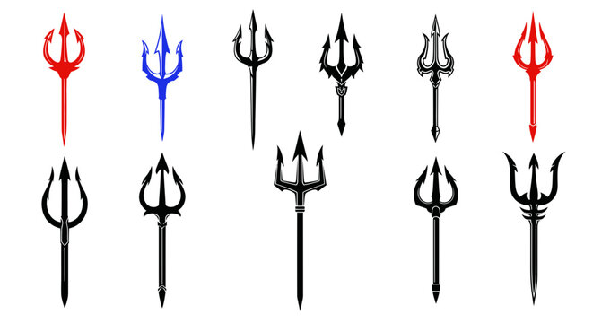 Collection of Diverse Trident Symbols on White Background