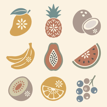 Colorful illustration of various fruits.