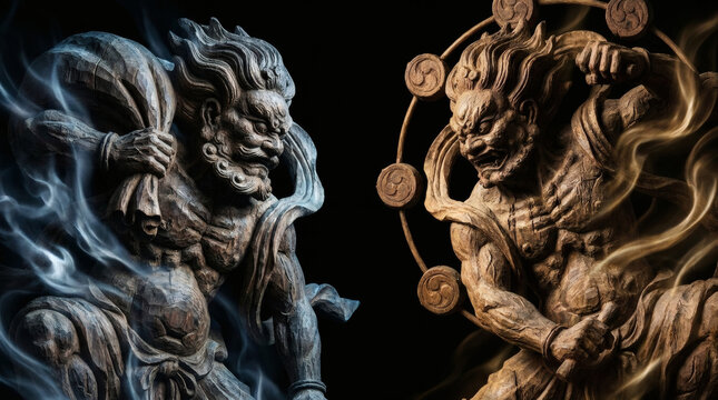 オーラを纏う風神雷神