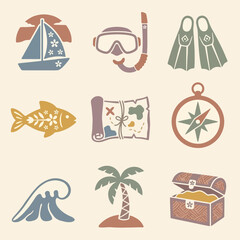 Treasures of the ocean icons set. © your