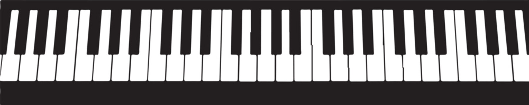 Piano keyboard, musical instrument, black and white keys, vector illustration, music equipment