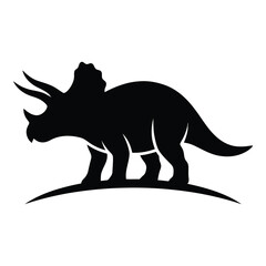 Black silhouette of a triceratops dinosaur on white background icon © Sieam