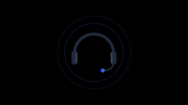 customer support headset icon with pulsing rings