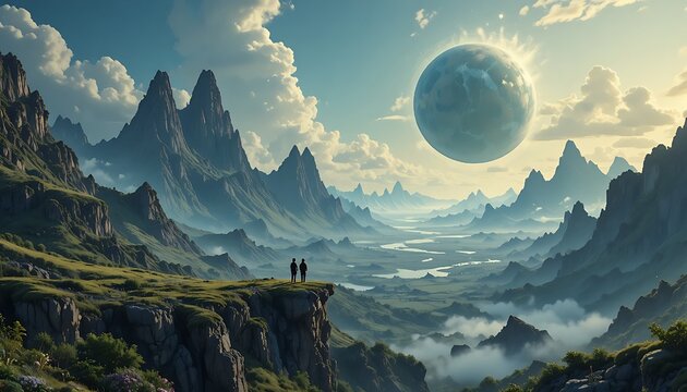 Grapic illustrastion of a new world which can be used as a background - A new world - Out of this world