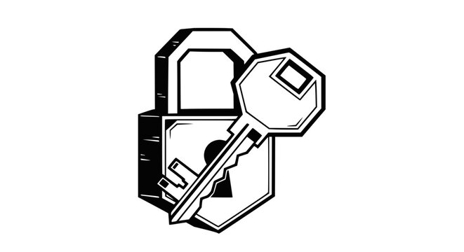 Security Icon: Padlock and Key - Vector Illustration