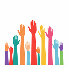 Fototapeta premium Diverse Hands Raised in Unity and Participation