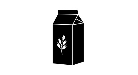 Milk carton featuring a wheat stalk icon highlights organic dairy farming and natural beverage production processes. © Berkah