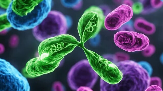 Antibody attacking virus, bacteria, and germs - Medical illustration