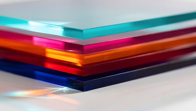 3d square colorful transparent glass layered background