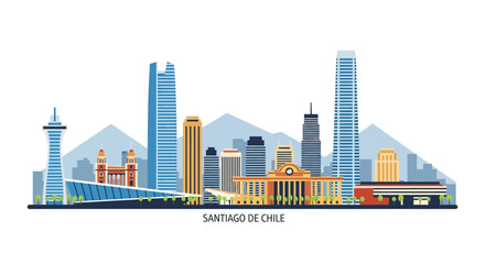 Fototapeta premium Santiago de Chile Skyline - Modern Cityscape Buildings