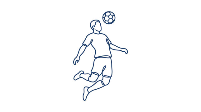 Soccer player jumping to head the ball