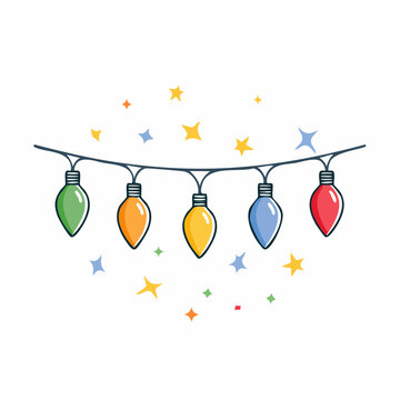 Colorful string lights with stars