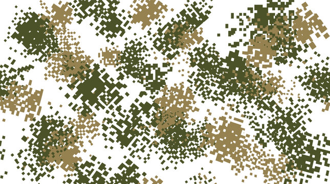 Abstract pixel camouflage pattern in green and brown tones with camouflage abstract military background illustration seamless tactical military style repeating creative