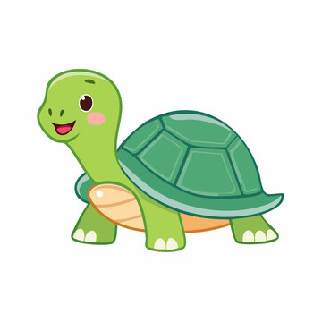 Cute cartoon green turtle illustration