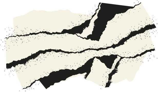 Abstract torn paper edge texture in black and beige with distressed abstract stippled paperwork creative background material scrapbook illustration composition