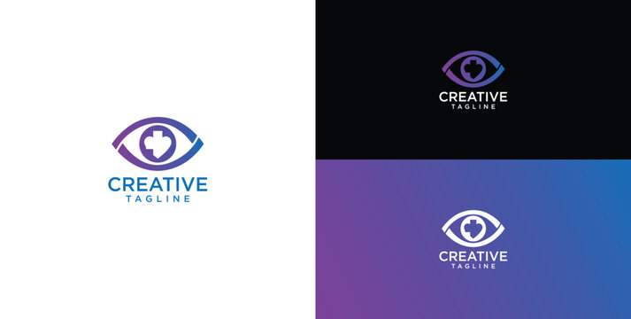 Modern Eye Logo with Plus Sign, Representing Vision, Health, and Creativity. Minimalist Design for Branding