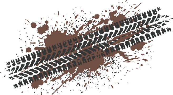 Off road vehicle tire tracks with mud splatter effect splatter adventure automobile transportation markings transport abstract illustration landscape