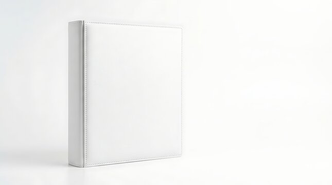 Isolated upright empty white office ring binder file folder for professional document storage organization branding mockup