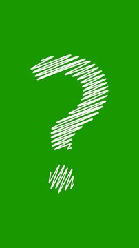 Hand draw question mark loop, Animation of Question marks moving on green background. Full HD. 4K