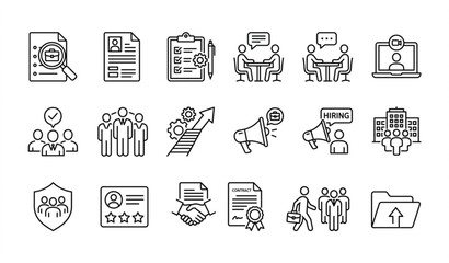 Fototapeta premium Human resources and recruitment icons