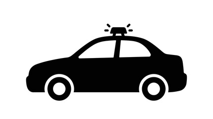 Police car silhouette with a flashing light signifies law enforcement, emergency services, public safety, and rapid response operations, serving as a recognizable icon for security and protection. © Design