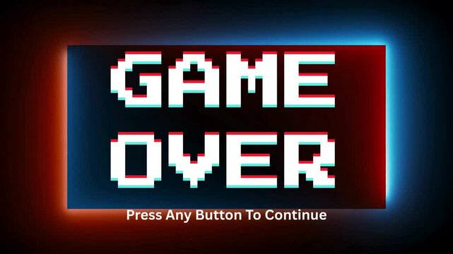 Game Over Screen Displayed on a Digital Display, Signifying the End of a Video Game Session