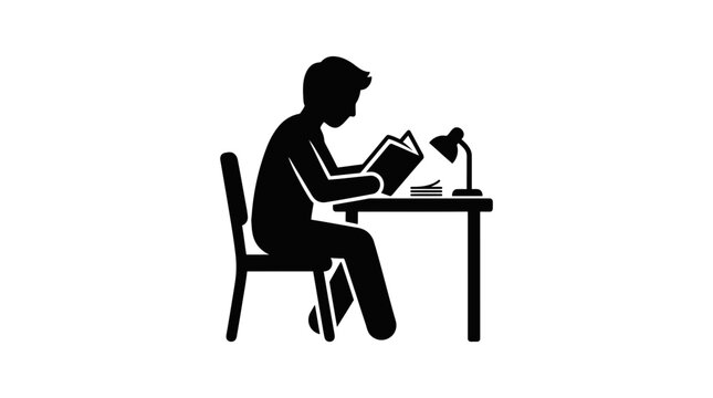 Student sits at a desk with a lamp to study a book, reflecting the pursuit of knowledge and the quiet dedication required for academic success.